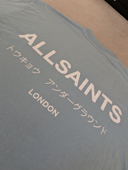 Men's Oversized All Saints Baby Blue T-shirt Small - REWEAR CLUB