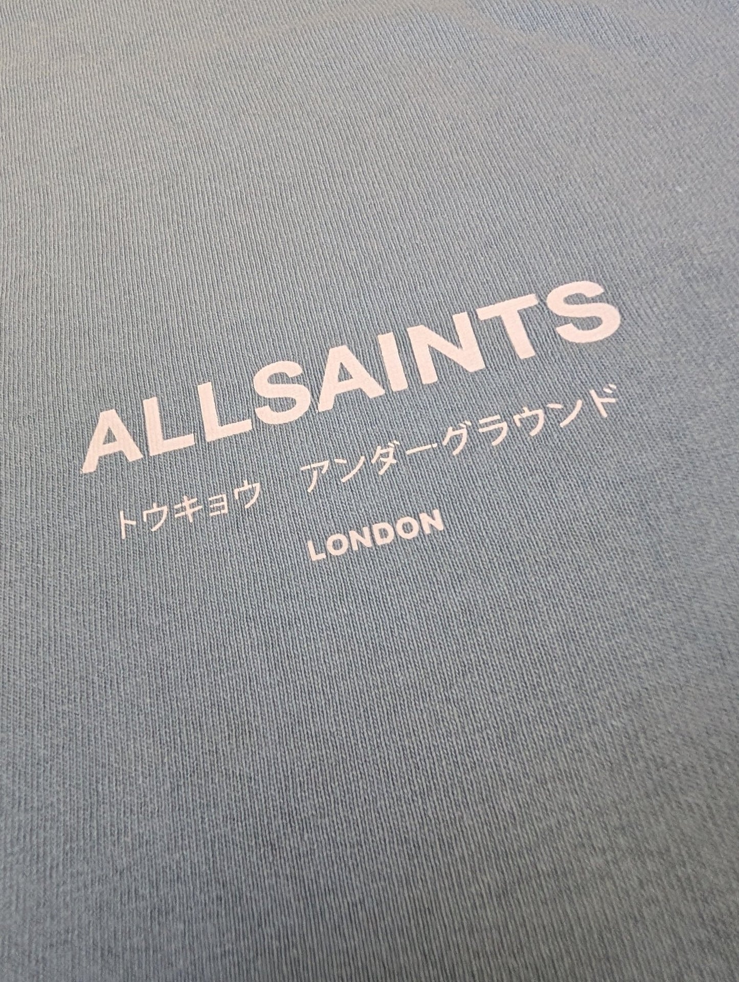 Men's Oversized All Saints Baby Blue T-shirt Small - REWEAR CLUB