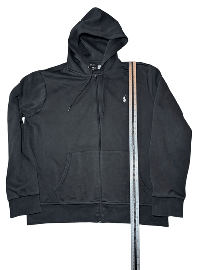 Men's Polo Ralph Lauren L Large Black Double - Knit Full - Zip Hoodie - REWEAR CLUB
