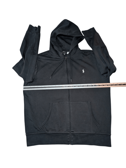 Men's Polo Ralph Lauren L Large Black Double - Knit Full - Zip Hoodie - REWEAR CLUB
