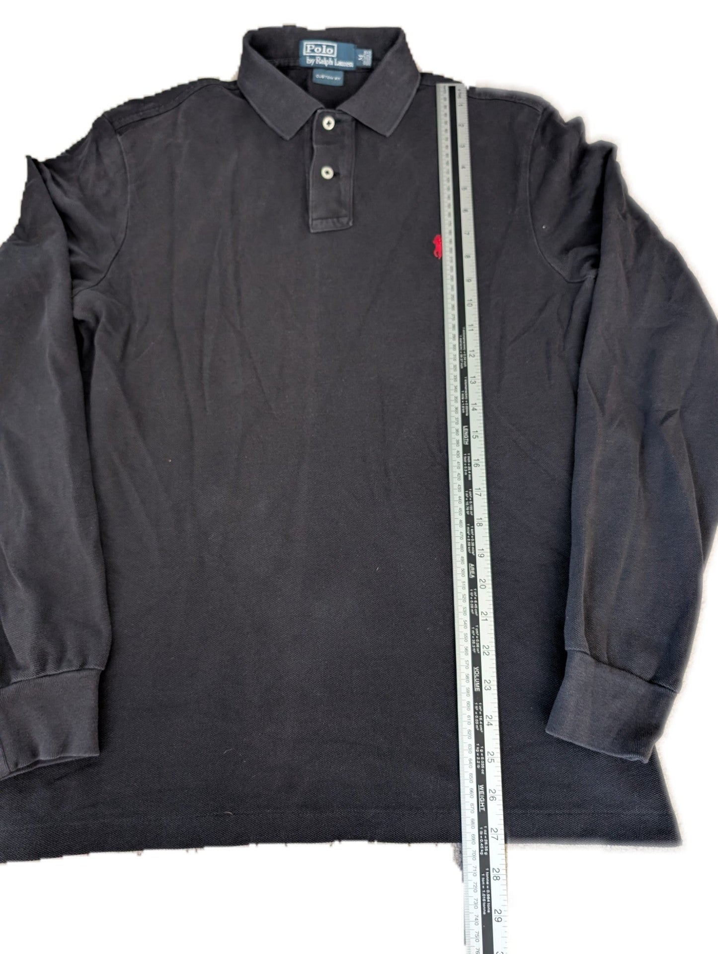 Men's Ralph Lauren Long Sleeve Black Polo Shirt Medium - REWEAR CLUB