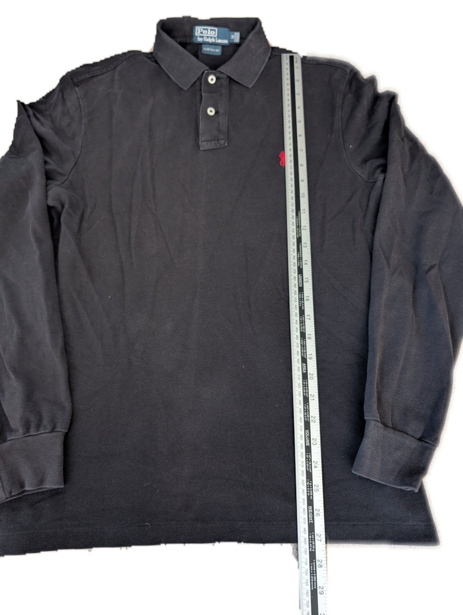 Men's Ralph Lauren Long Sleeve Black Polo Shirt Medium - REWEAR CLUB