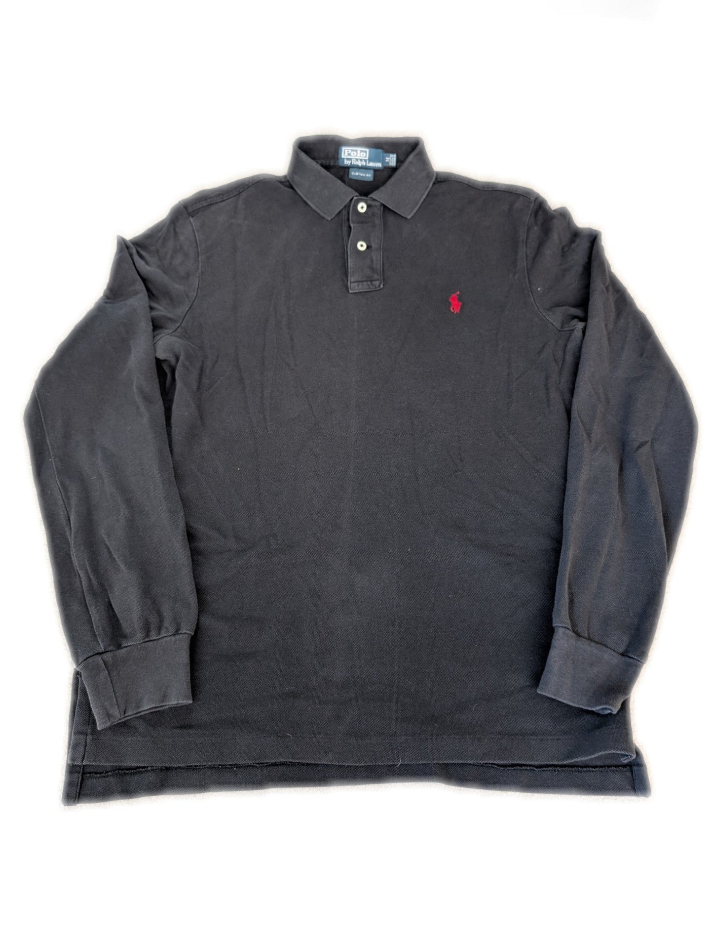 Men's Ralph Lauren Long Sleeve Black Polo Shirt Medium - REWEAR CLUB