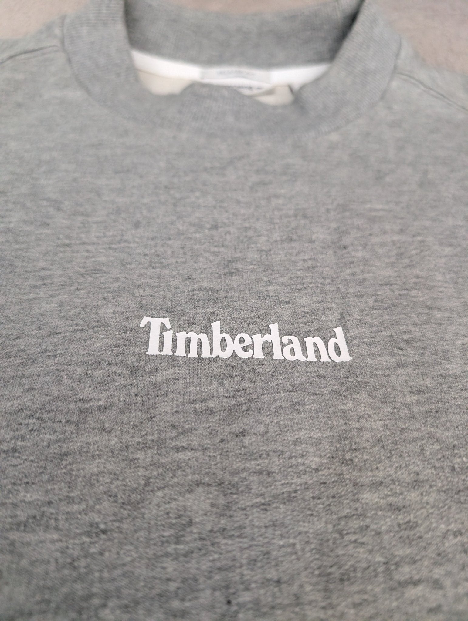 Men's Small Oversized Timberland Sweatshirt Jumper Grey - REWEAR CLUB