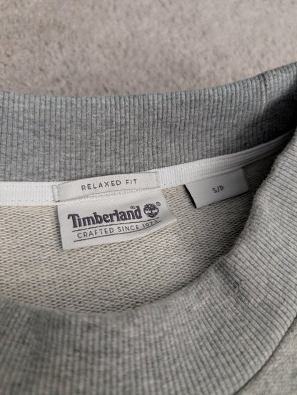 Men's Small Oversized Timberland Sweatshirt Jumper Grey - REWEAR CLUB