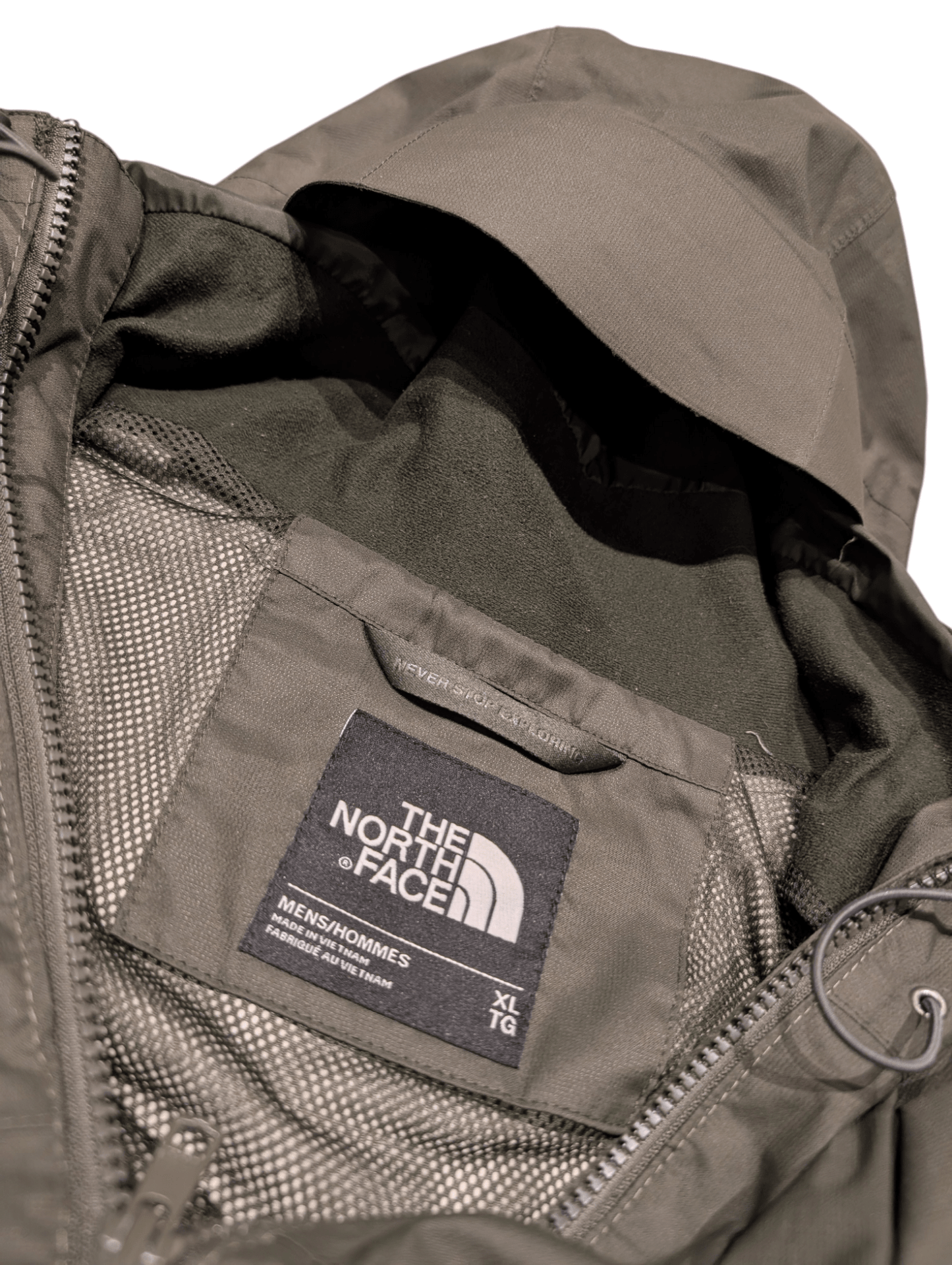 Men's The North Face Dark Green Khaki Windbreaker Coat Jacket Size XL Extra Large - REWEAR CLUB