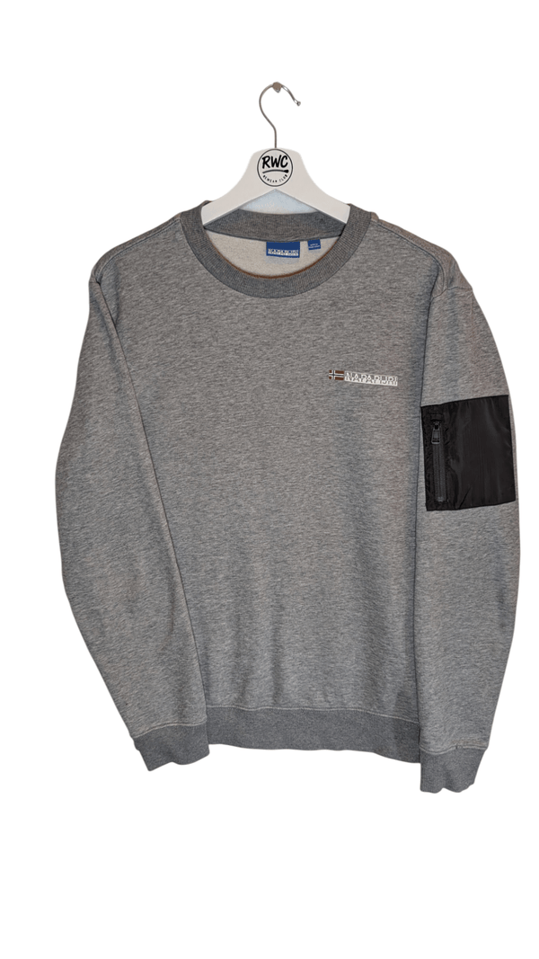 Napapijri Men's Crew Neck Jumper Grey Size Small