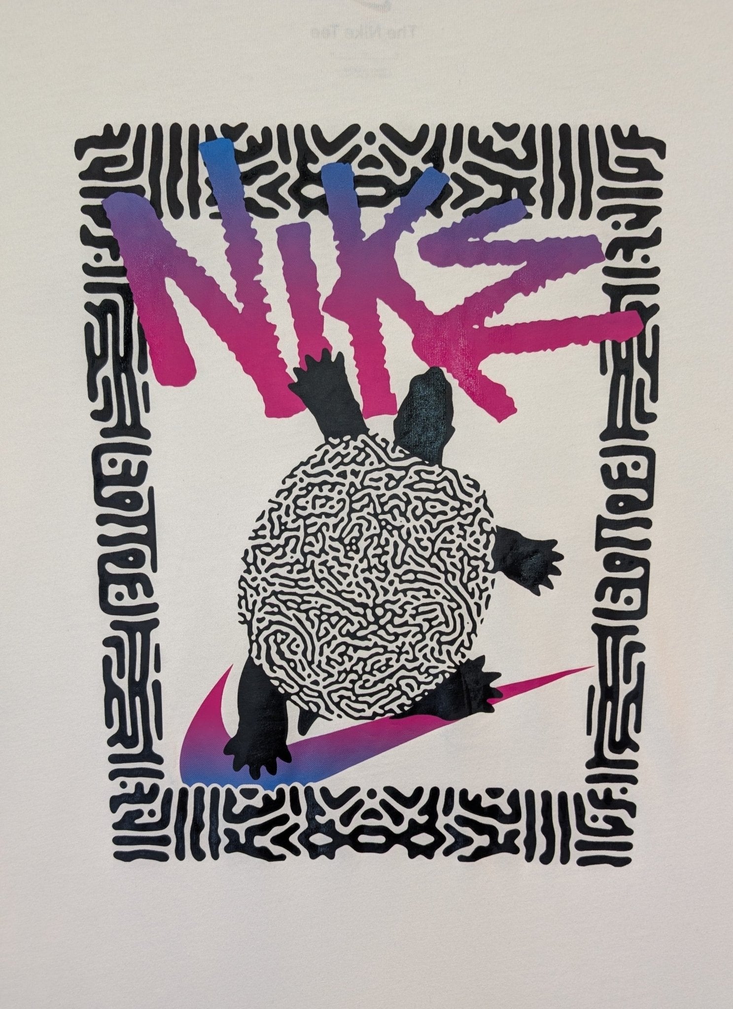 Nike 90's Turtle back print t-shirt White - REWEAR CLUB