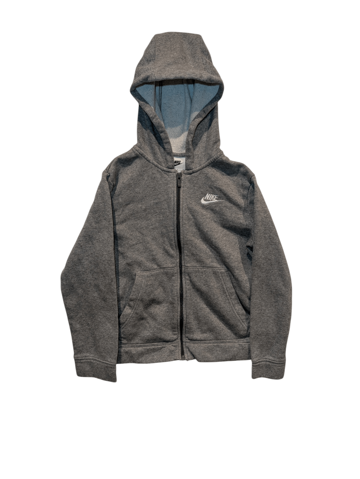 Nike Boy's Hoodie Embroidered Logo Grey Size S 128/137cm - REWEAR CLUB
