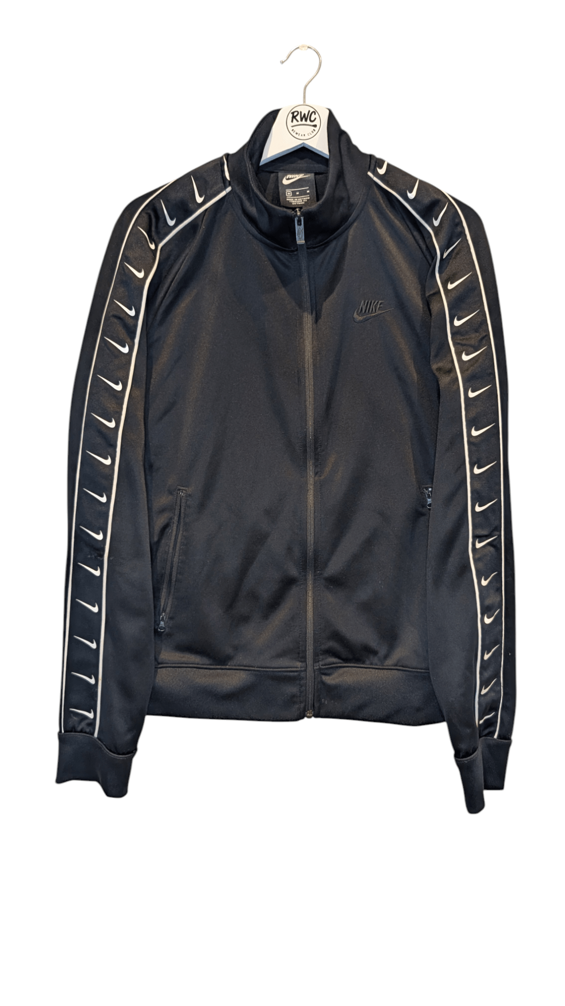 Nike Sportswear Swoosh Taped Track Jacket Black - REWEAR CLUB