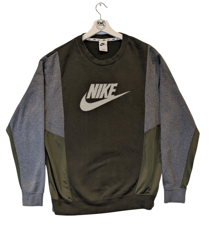 Nike Men's Two Tone Logo Sweatshirt Grey / Khaki Size Large