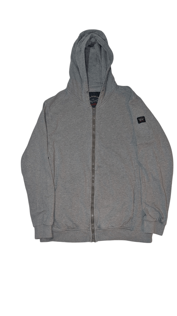 Paul And Shark Men's Zip Up Hooded Jumper Grey Size Extra Large