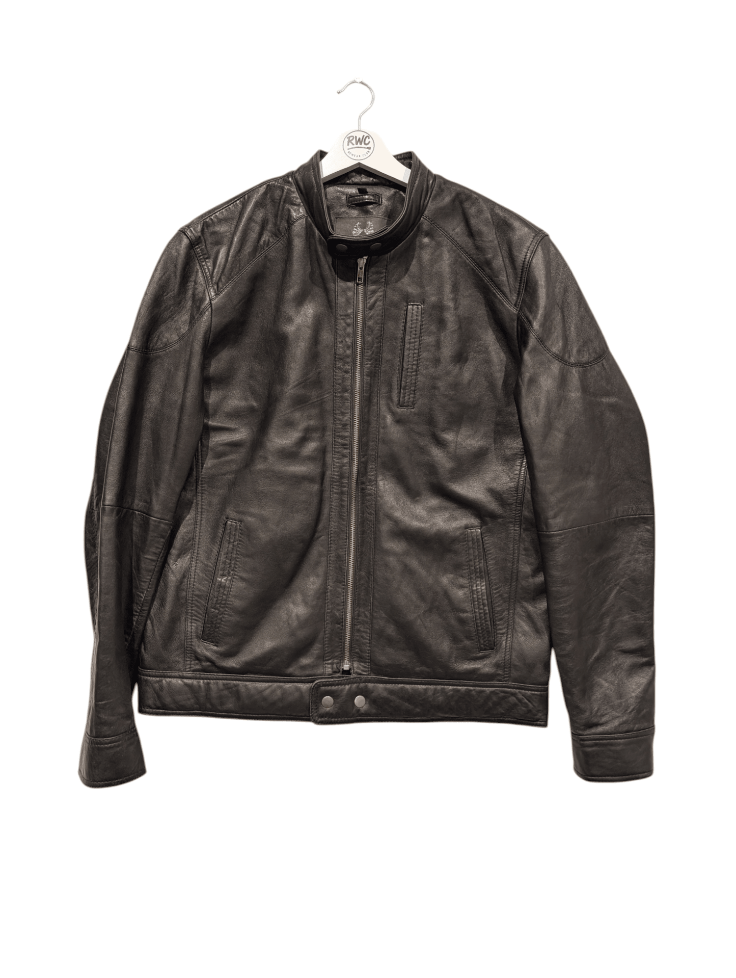 Real Leather Factory Men's Full Zip Leather Jacket Size Extra Large - REWEAR CLUB