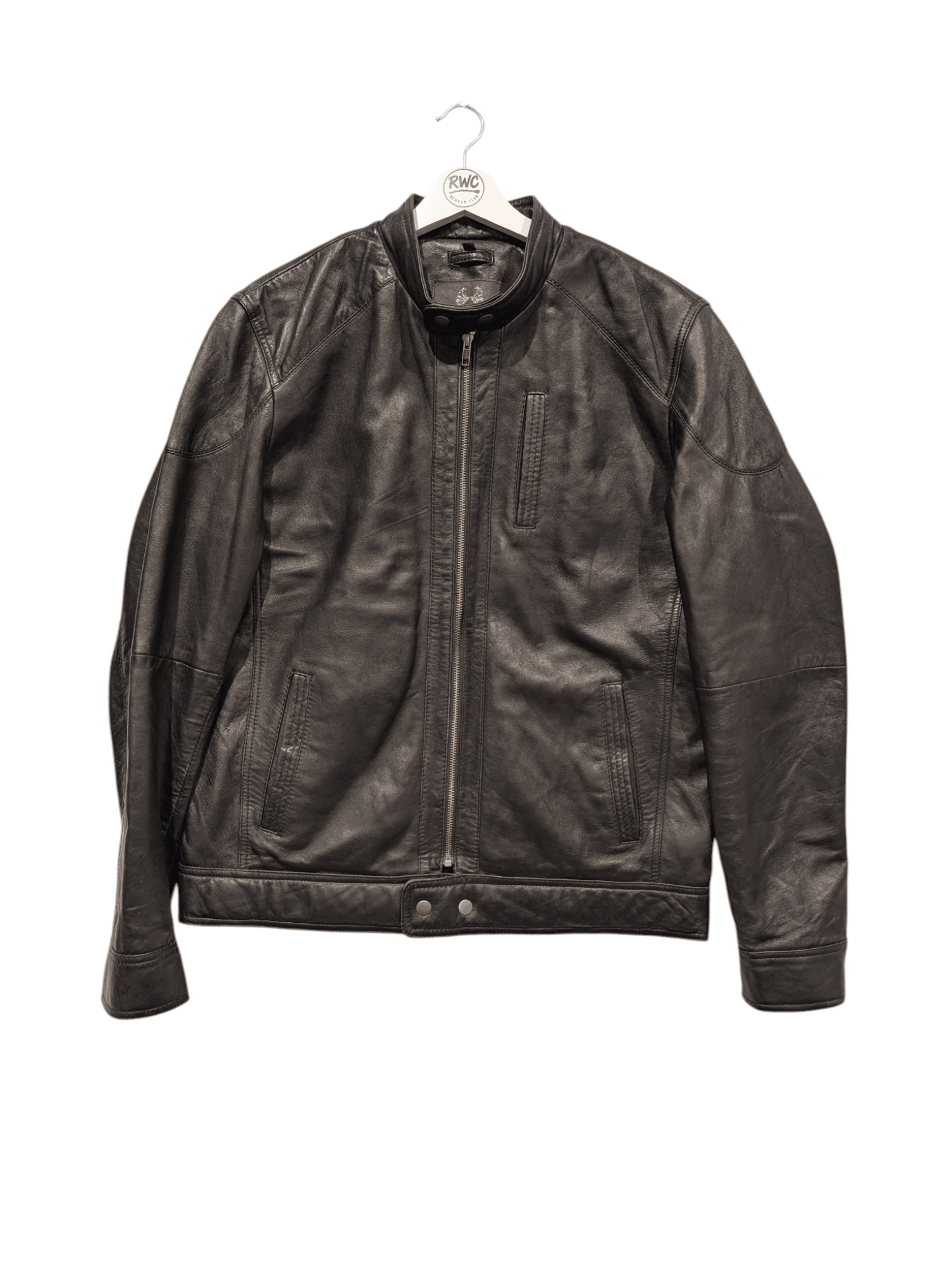 Real Leather Factory Men's Full Zip Leather Jacket Size Extra Large - REWEAR CLUB