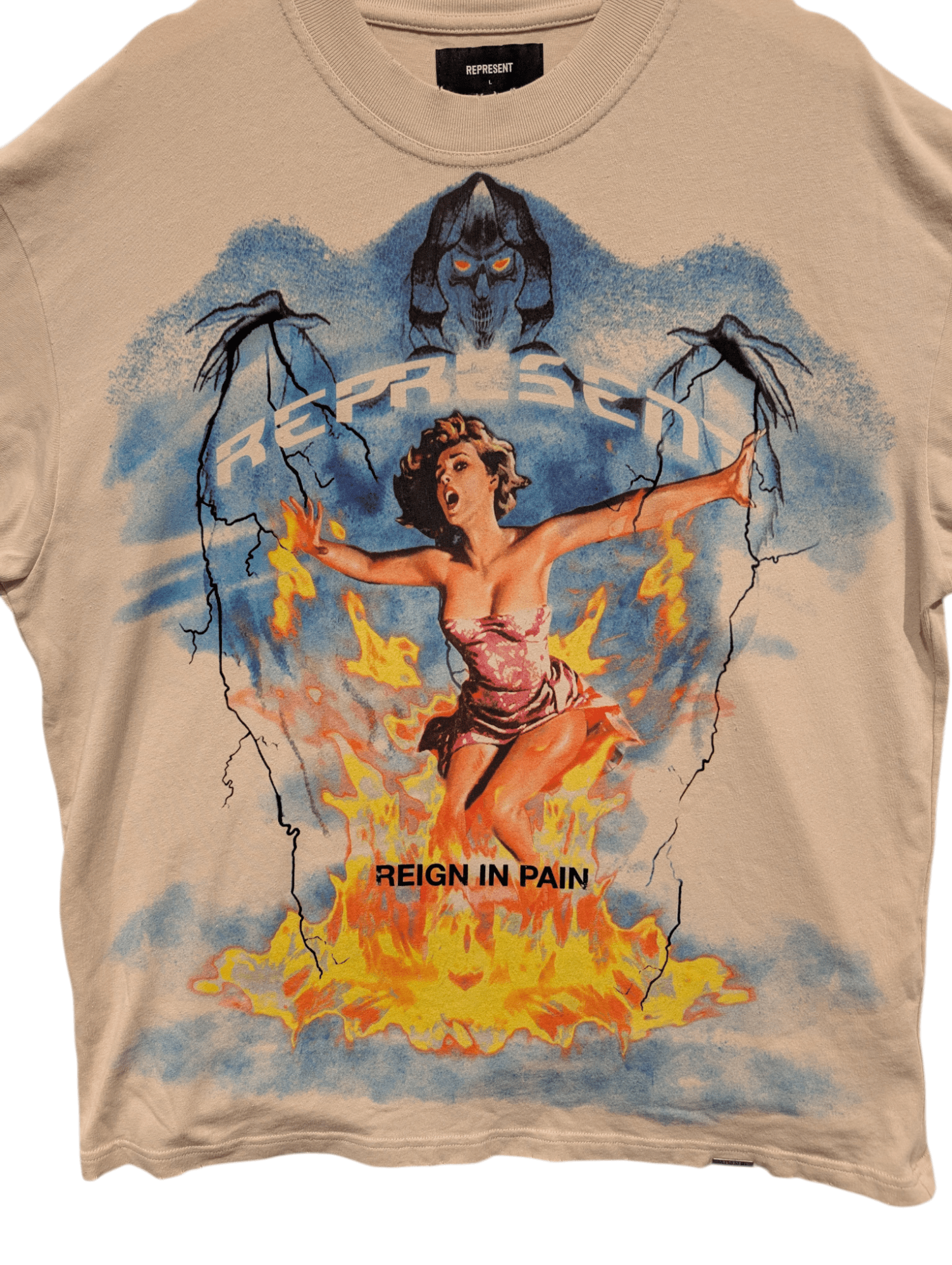 REPRESENT "Rein in Pain" Men's Oversized T-shirt Size Large - REWEAR CLUB