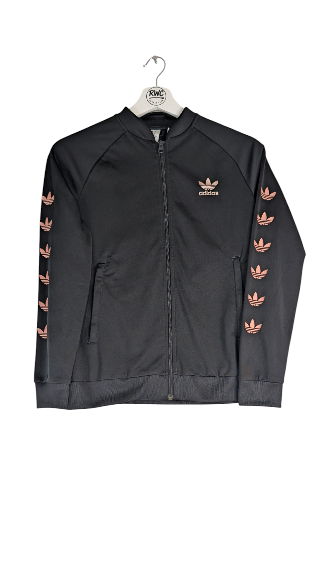 Adidas Originals Boy's Jacket Trefoil Taper Logo Black Size 11-12Y