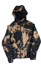 Bleached hoodie with black and beige pattern on a white background
