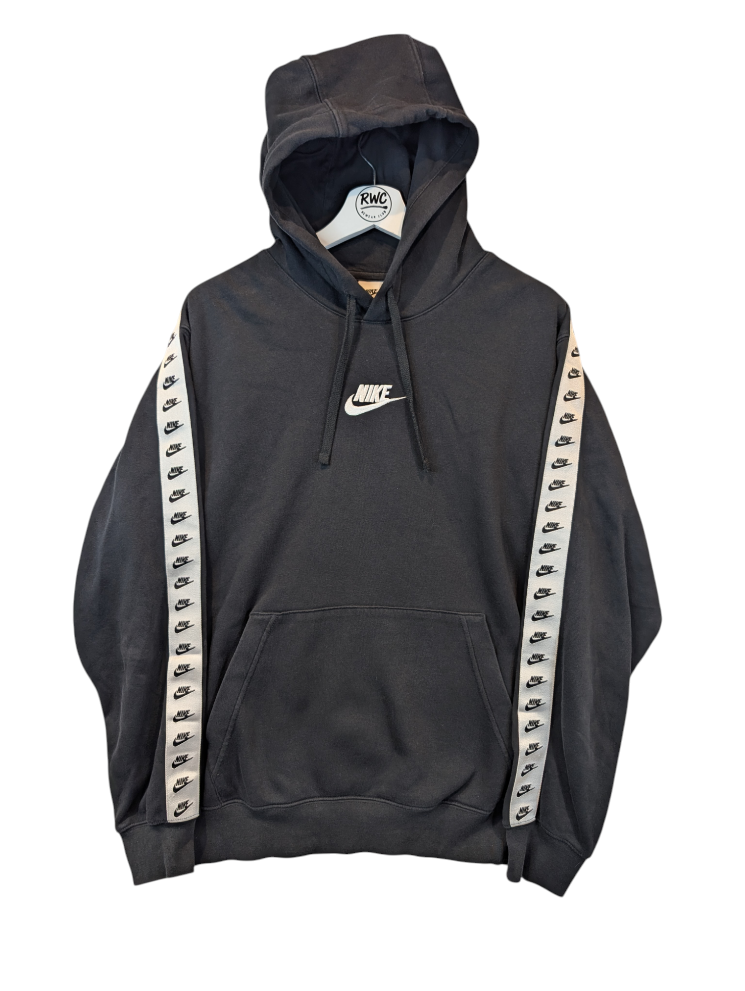 Nike Men's Logo Tape Sleve Hoodie Black Size Large