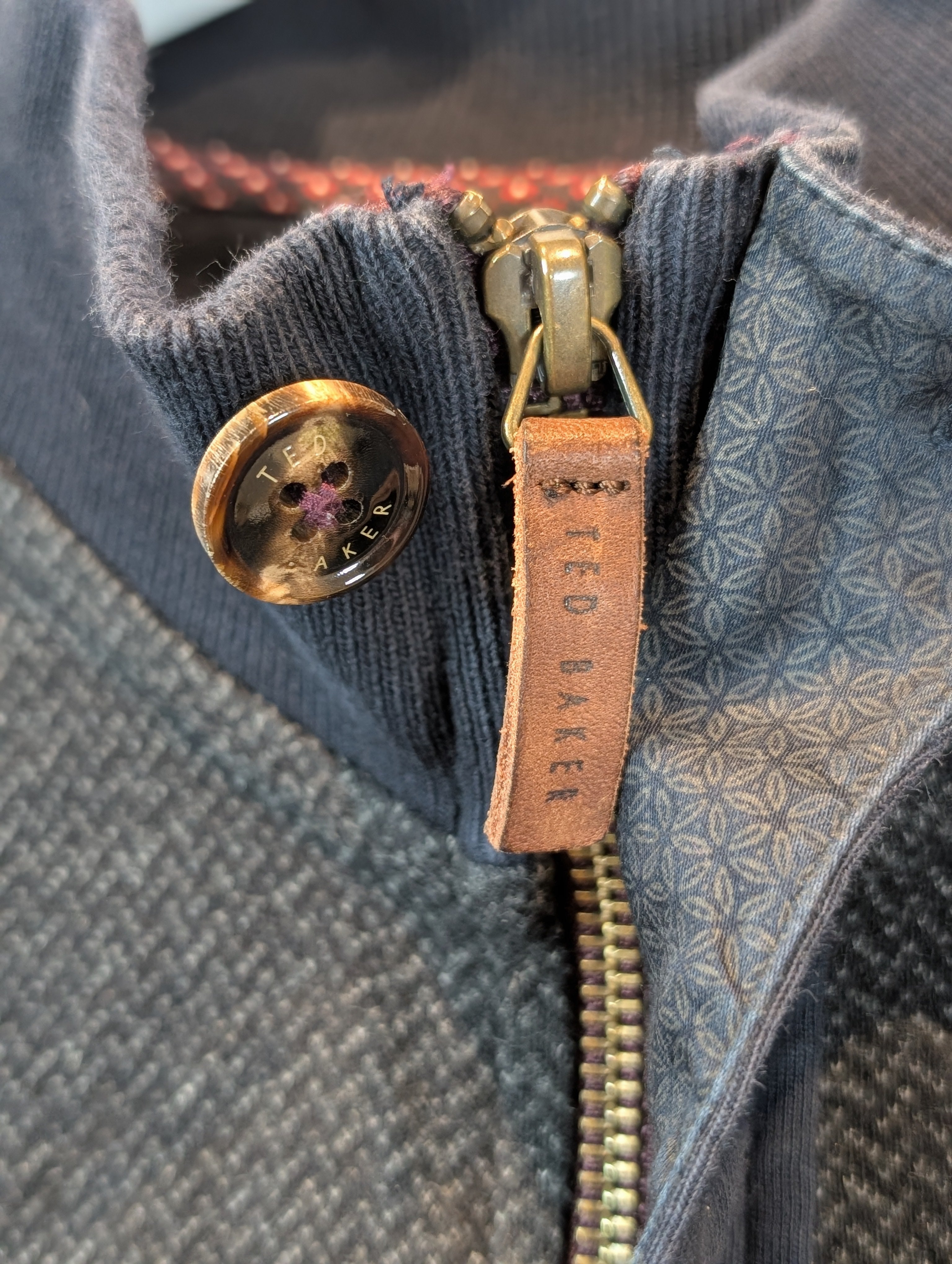 Ted Baker Men's Navy Pattern Jacket Size 4 (Medium)