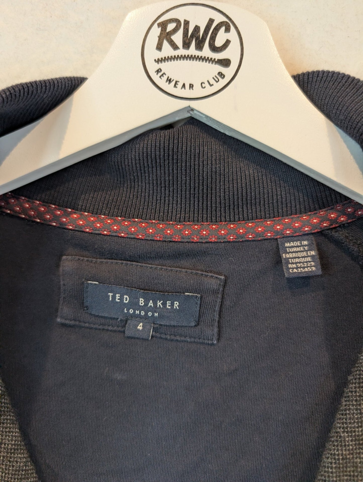 Ted Baker Men's Navy Pattern Jacket Size 4 (Medium) - REWEAR CLUB