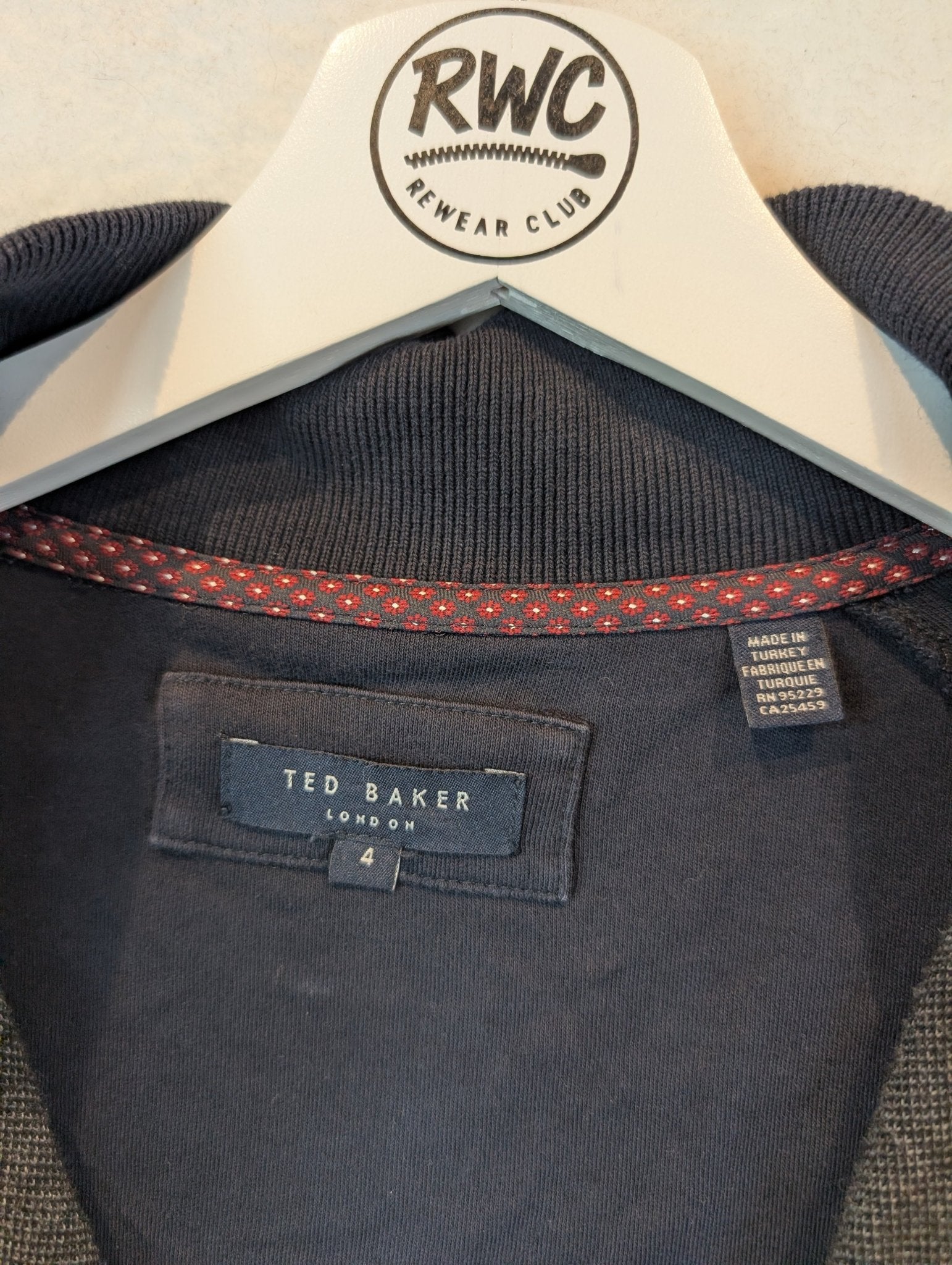 Ted Baker Men's Navy Pattern Jacket Size 4 (Medium) - REWEAR CLUB