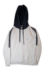 Tommy Hilfiger Tape Logo Hoodie White - REWEAR CLUB