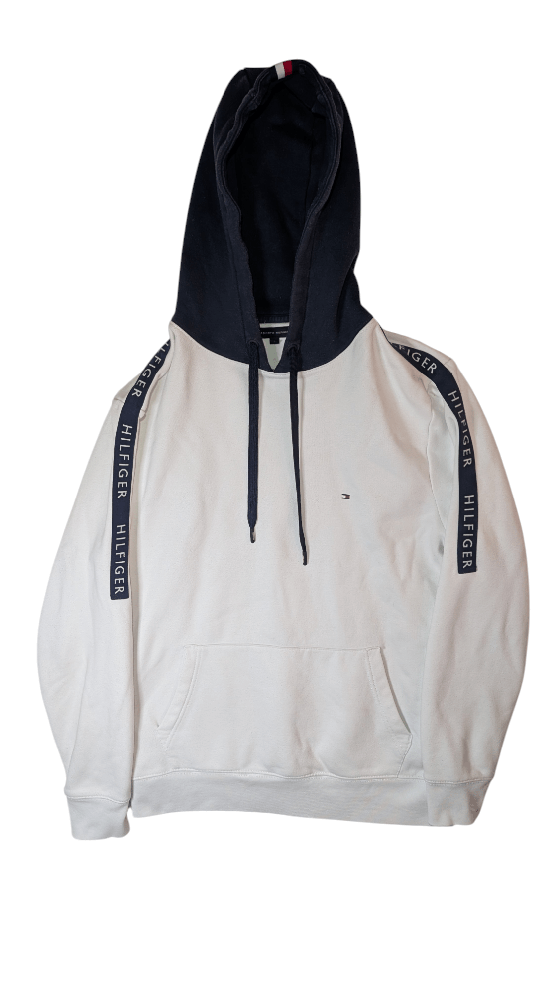 Tommy Hilfiger Tape Logo Hoodie White - REWEAR CLUB