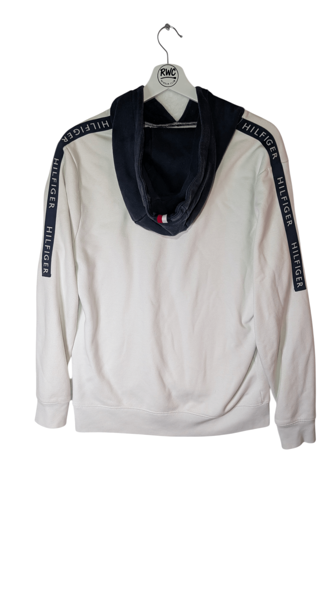 Tommy Hilfiger Tape Logo Hoodie White - REWEAR CLUB