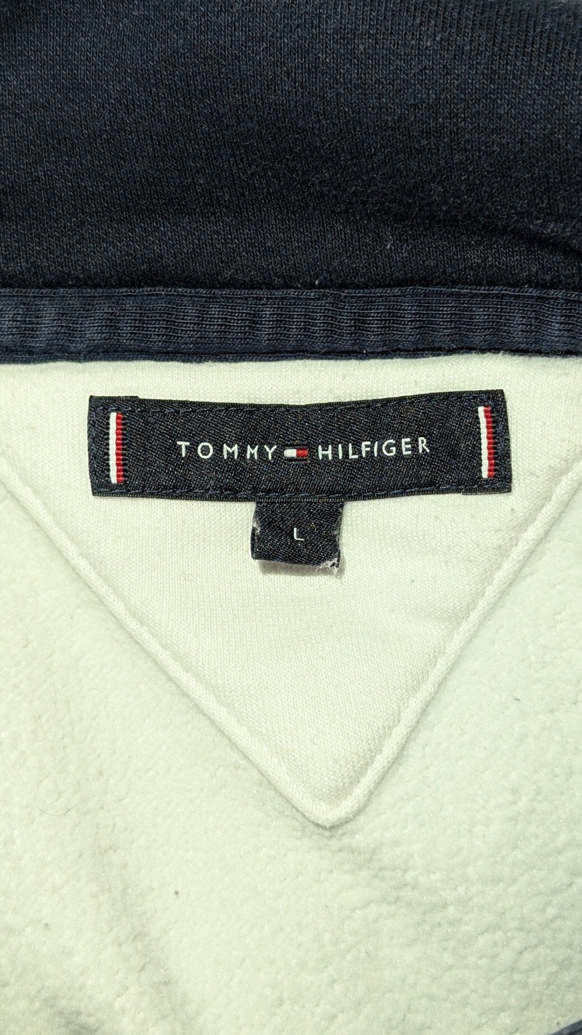 Tommy Hilfiger Tape Logo Hoodie White - REWEAR CLUB