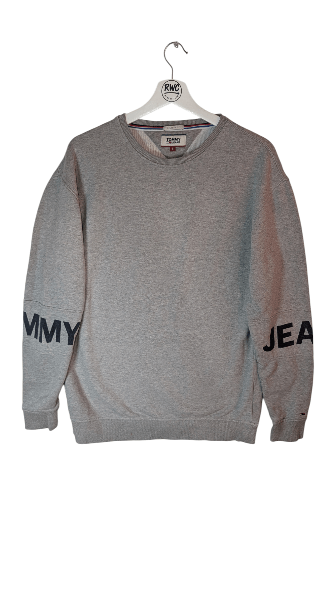 Tommy Jeans Relaxed Fit Crew Jumper Grey - REWEAR CLUB
