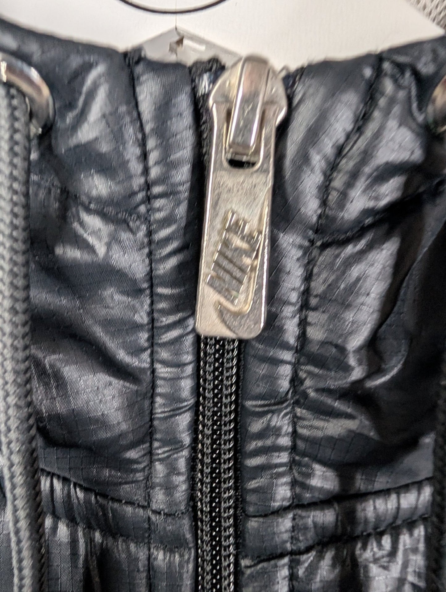 Vintage Nike Men's Logo Faux Leather Black / Grey Jacket Size Extra Large - REWEAR CLUB