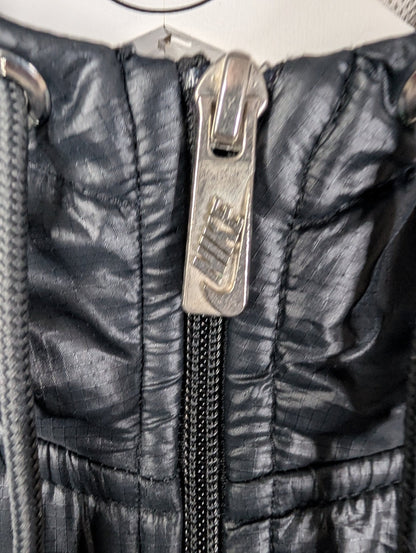 Vintage Nike Men's Logo Faux Leather Black / Grey Jacket Size Extra Large - REWEAR CLUB